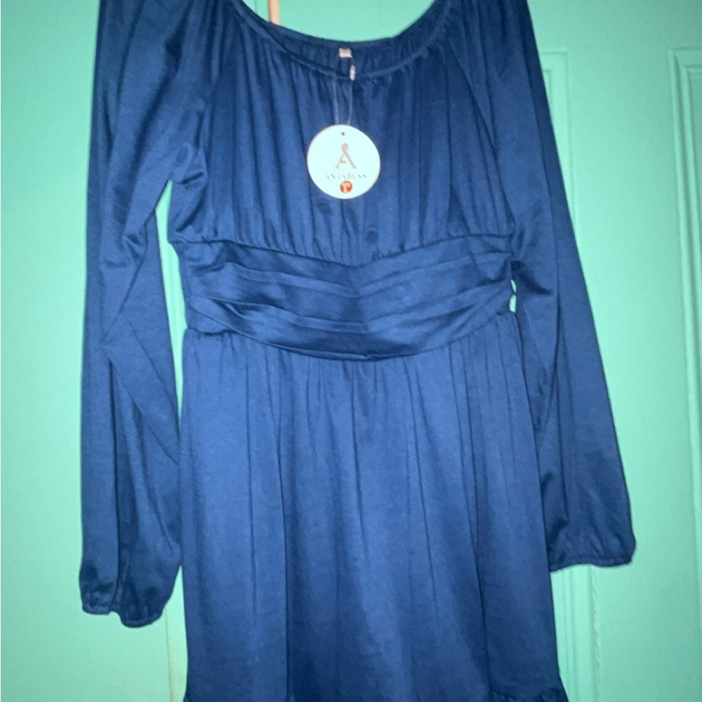 Elegant Blue Long Sleeve Dress